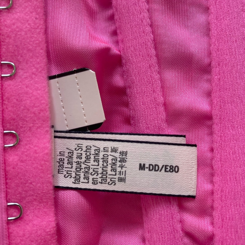 VICTORIA'S SECRET DREAM ANGELS PINK UNLINED LACE UP BRA CORSET TOP M DD New - Picture 11 of 12